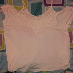 White spaghetti string tank top with capped Sleeve